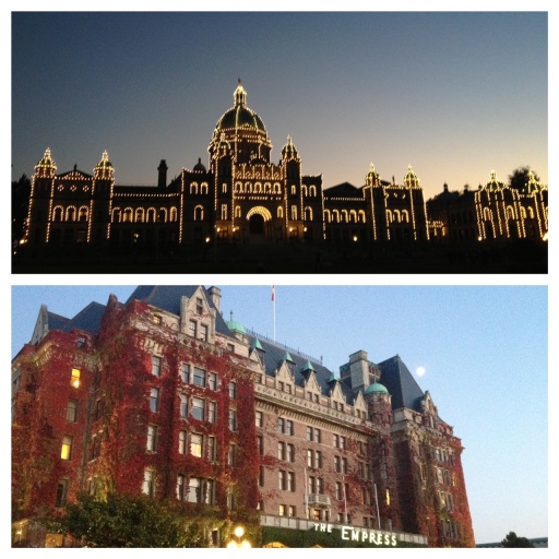 The Parliament building (top, where the race started/finished) and the ivy-covered Empress Hotel